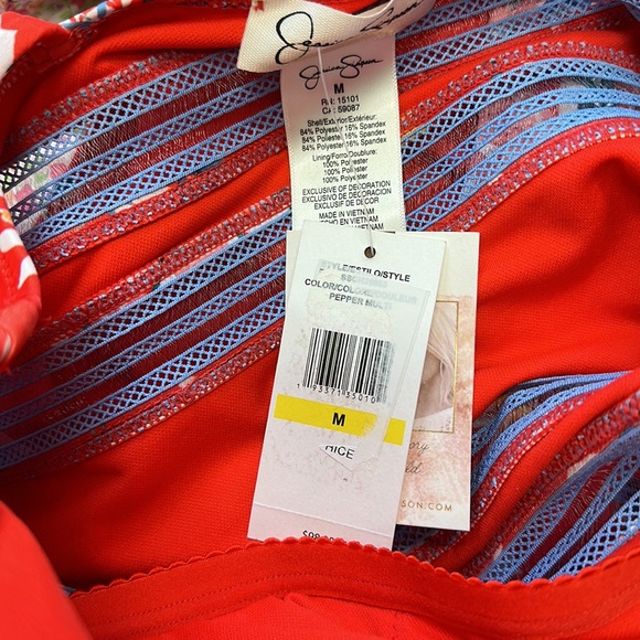 NWT Jessica Simpson chantilly lace pepper multi bathing suit - Picture 9 of 9